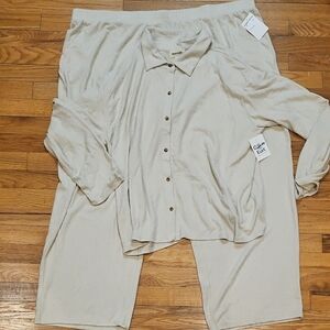 Women's Cream Pants & Jumpsuit Set